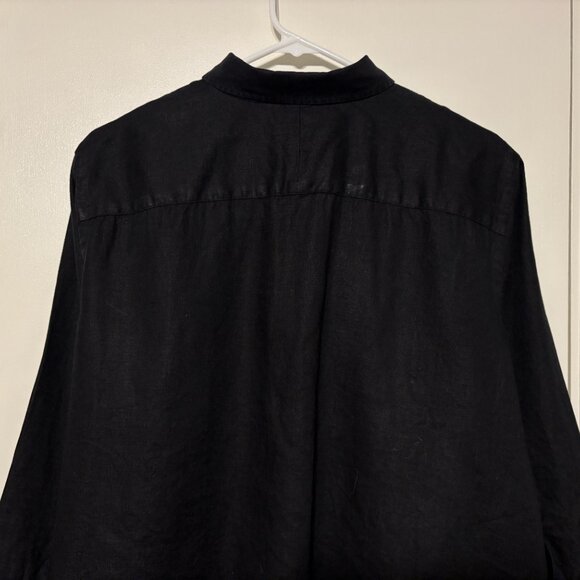 Ralph Lauren Chaps Womens Plus 100% Linen Button-Front Shirt Top Blouse 1X Black - Picture 6 of 10
